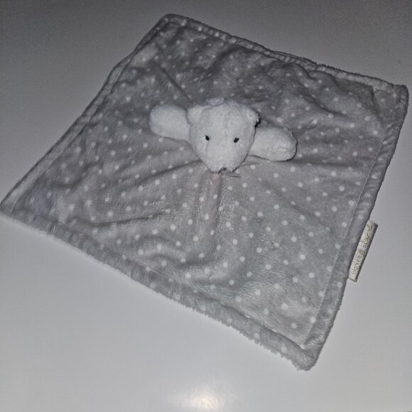 Blankets & Beyond Gray White Teddy Bear Lovey Fleece Plush Baby Toy Polka Dots - Picture 1 of 10
